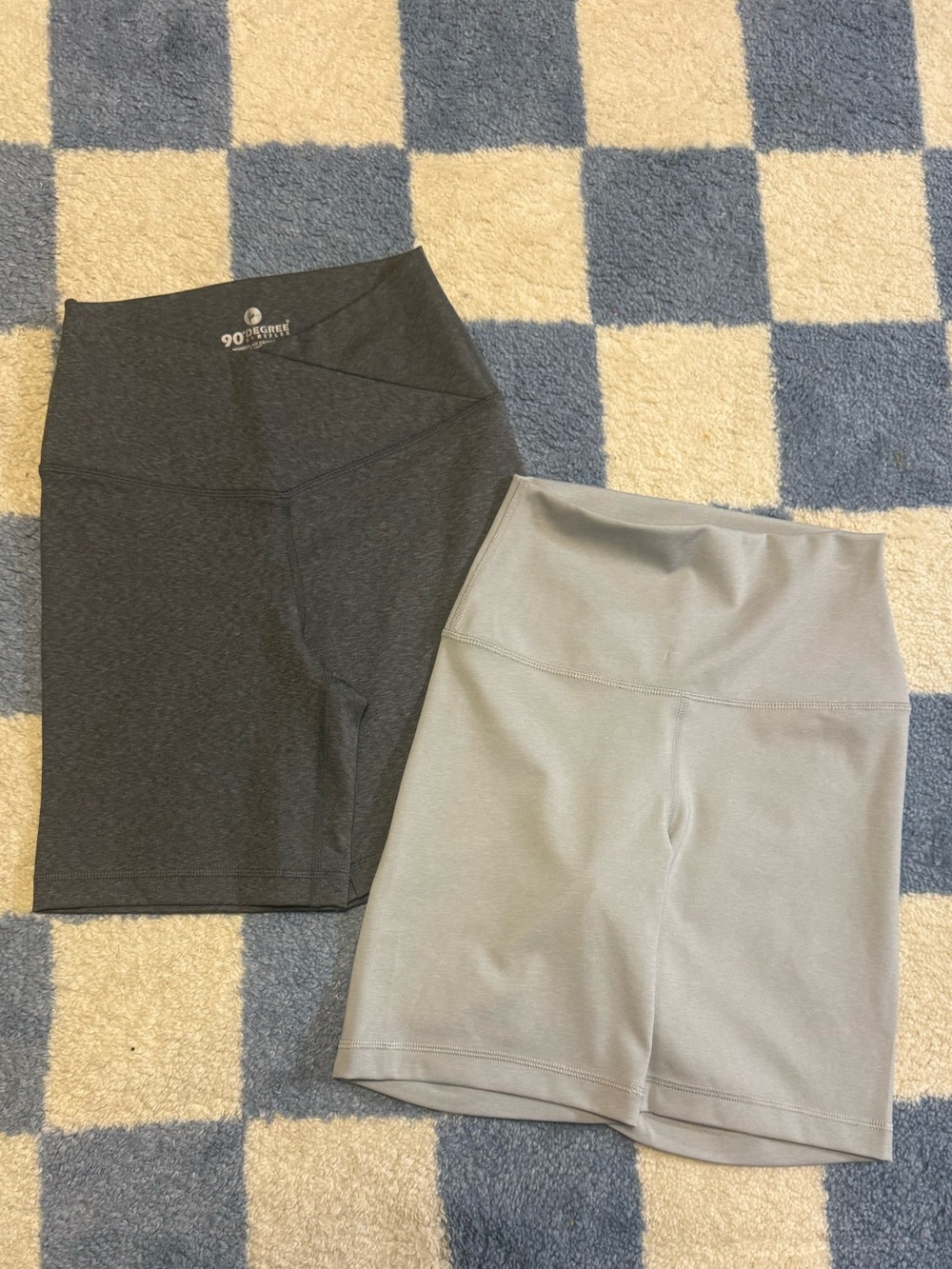 90 Degree By Reflex Two-Tone Athletic Shorts - Charcoal & Light Gray